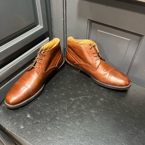 Johnston Murphy Cap Toe Boots Mens Size 10-1/2 Brown Leather Dress Shoes New…
